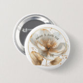 モダン ミニマリスト 白とゴールドの結婚式 缶バッジ (正面&裏面)