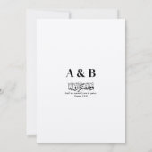 モダン ミニマリスト 白と黒のイスラム教の結婚式 招待状 (裏面)