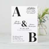 モダン ミニマリスト 白と黒のイスラム教の結婚式 招待状 (スタンド正面)