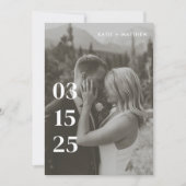 モダン ミニマリスト 白黒 結婚式 写真 セーブザデート (正面)