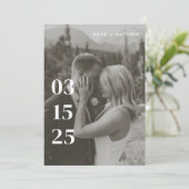 モダン ミニマリスト 白黒 結婚式 写真 セーブザデート (スタンド正面)