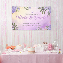 モダン ミニマリスト 紫色の結婚式 横断幕