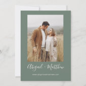 モダン ミニマリスト 結婚式の写真 Sage Green 招待状 (裏面)