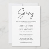 モダン ミニマリスト 結婚式延期のお詫びカード 招待状 (正面)