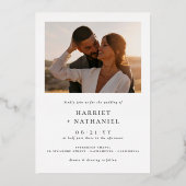 モダン ミニマリスト 結婚式 写真 2枚 箔招待状 (裏面)