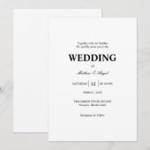モダン ミニマリスト 結婚式 招待状 (正面/裏面)