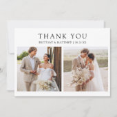 モダン ミニマリスト 結婚式 3枚の写真 サンキューカード (正面)