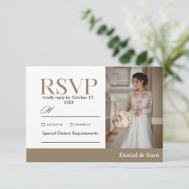 モダン ミニマリスト 結婚式 RSVP カード フォト付き