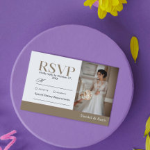 モダン ミニマリスト 結婚式 RSVP カード フォト付き