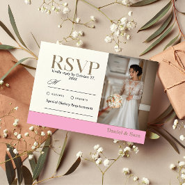 モダン ミニマリスト 結婚式 RSVP カード フォト付き