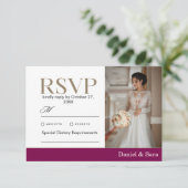 モダン ミニマリスト 結婚式 RSVP カード フォト付き (スタンド正面)
