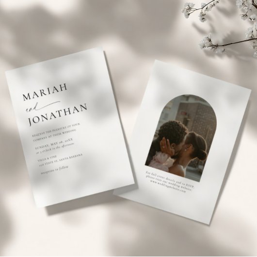 モダン ミニマリスト 結婚式 RSVP 写真 ウェディング 招待状