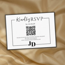モダン ミニマリスト 結婚式 RSVP QR 同封カード