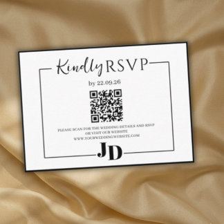 モダン ミニマリスト 結婚式 RSVP QR 同封カード エンクロージャーカード
