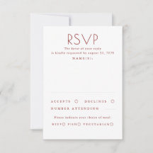 モダン ミニマリスト 赤と白の結婚式 RSVP