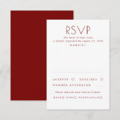 モダン ミニマリスト 赤と白の結婚式 RSVP (正面/裏面)