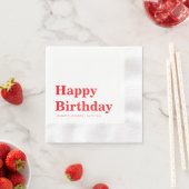 モダン ミニマリスト 赤 誕生日 縁ありカクテルナプキン (インサイチュ)