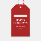 モダン ミニマリスト 赤 Happy Holidays ギフトタグ (正面)