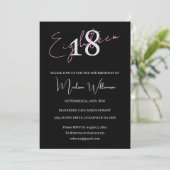 モダン ミニマリスト 18 ブラック ピンク 誕生日 招待状 (スタンド正面)