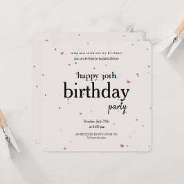 モダン ミニマリスト 30歳の誕生日パーティー、30歳の誕生日 招待状