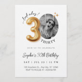 モダン ミニマリスト 30歳の誕生日 フォト 招待状 (正面)