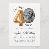 モダン ミニマリスト 40歳 誕生日 写真 招待状 (正面)