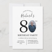 モダン ミニマリスト 80歳の誕生日 写真 招待状 (正面)