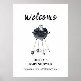 モダン ミニマリスト BBQ グリル ベビーシャワー ウェルカム ポスター