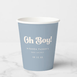 モダン ミニマリスト "Oh Boy!" ブルー ベビーシャワーパーティー 紙コップ