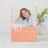モダン・ミニマリスト Peach 40歳の誕生日 招待状 (スタンド正面)