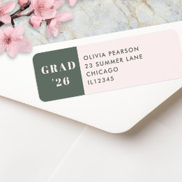 モダン ミニマリスト Sage Green Blush 卒業 ラベル