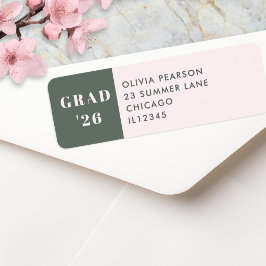 モダン ミニマリスト Sage Green Blush 卒業 ラベル
