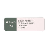 モダン ミニマリスト Sage Green Blush 卒業 ラベル (正面)