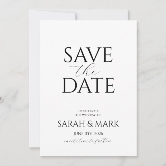 モダン ミニマリスト Save the Date カード (正面)