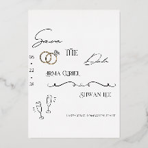 モダン ミニマリスト Save the Date カード | 上品なデザイン