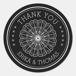 モダン ミニマリスト Thank You ラインアート フラワー ラウンドシール