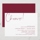 モダン ミニマリズム バーガンディ スクリプト リハーサル ディナー 招待状 (正面/裏面)