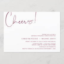 モダン ミニマリズム バーガンディ スクリプト リハーサル ディナー