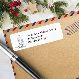 モダン，ミニマルなクリスマスツリーの休日アドレス ラベル