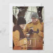 モダン ミニマルな結婚式のSave the Dateカード(イニシャル入り) 招待状 (裏面)