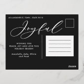 モダン ミニマルな葉のフォトスクリプト エレガントなホイル 箔シーズンポストカード (裏面)