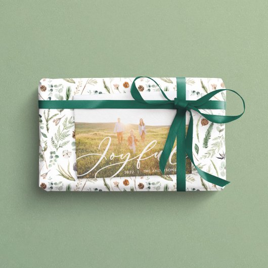 モダン ミニマルな葉の写真スクリプト エレガントなホリ シーズンカード