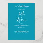 モダン ミニマルアクア フォイル 卒業発表 箔招待状 (裏面)