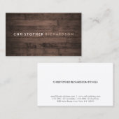 モダン&ミニマルオン素朴ブラウン材 名刺 (正面/裏面)