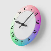 モダン，ミニマルカラフルラストパステルレインボー ラウンド壁時計 (傾斜)