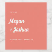 モダン&ミニマルコーラルピ結婚ンク ワインラベル (シングルラベル)