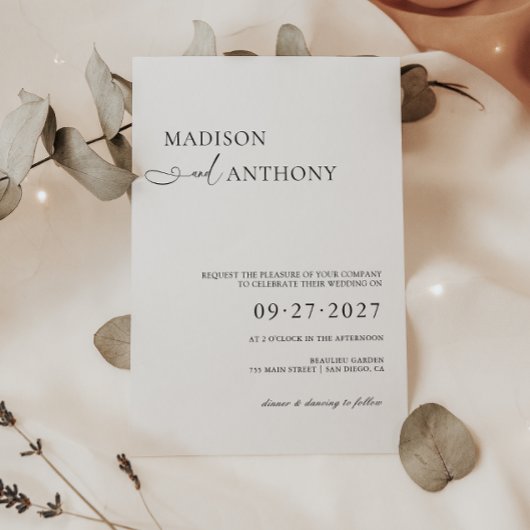 モダン&ミニマルタイポグラフィ結婚式招待状 招待状