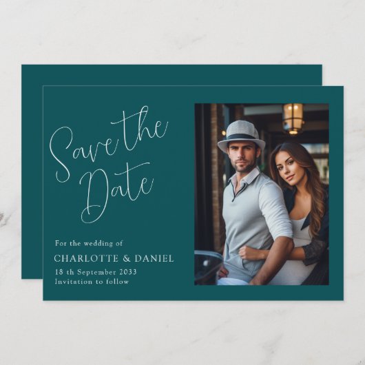 モダン, ミニマルタイポグラフィ, 1枚の写真 招待状 (正面/裏面)