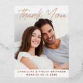 モダン&ミニマルパーソナライズされた結婚さん 箔シーズンポストカード (正面)