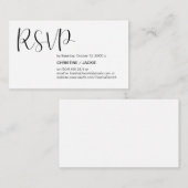モダン、ミニマルブラックスクリプト、RSVP応答 エンクロージャーカード (正面/裏面)